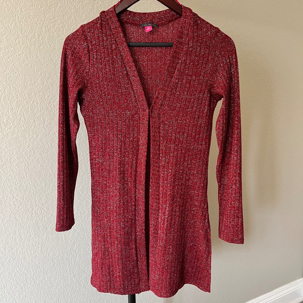 NWOT- Vince Camuto Kiss Front Metallic Rib Cardigan